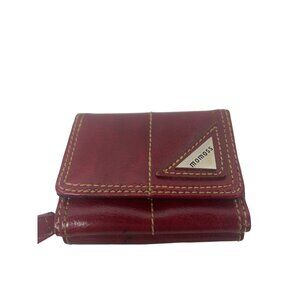 Vintage Red Leather Momoss Wallet Coin Purse 3.5”x2.5”